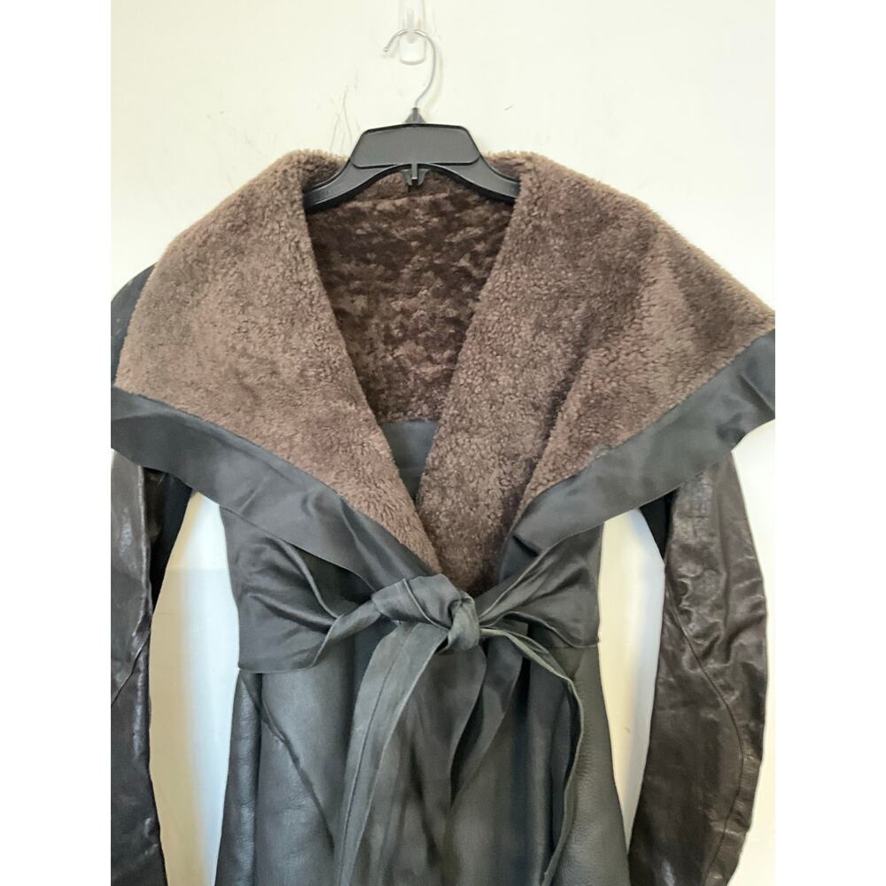 Rick Owens Archival 2010 Leather Shearling Wrap Coat - Picture 3 of 13